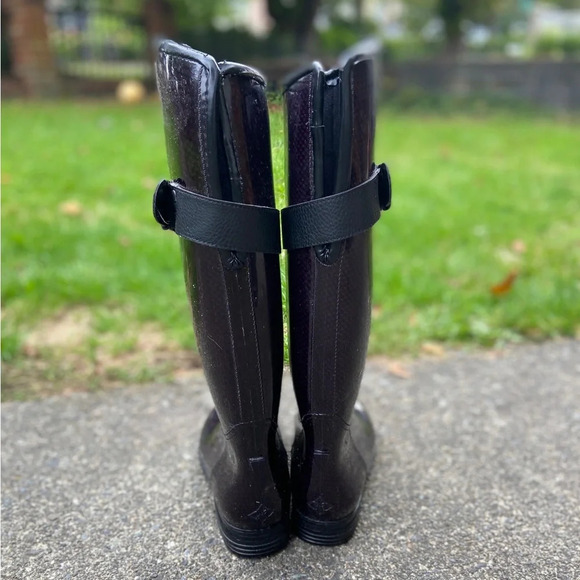 Dav Bristol Weatherproof Knee High Rain Shiny Black Boot Sz 8 - Picture 3 of 9